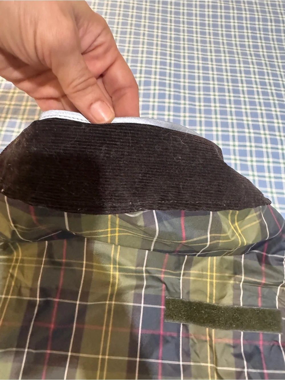 Barbour Olive, Black & Yellow Tartan dog rain coat - large
